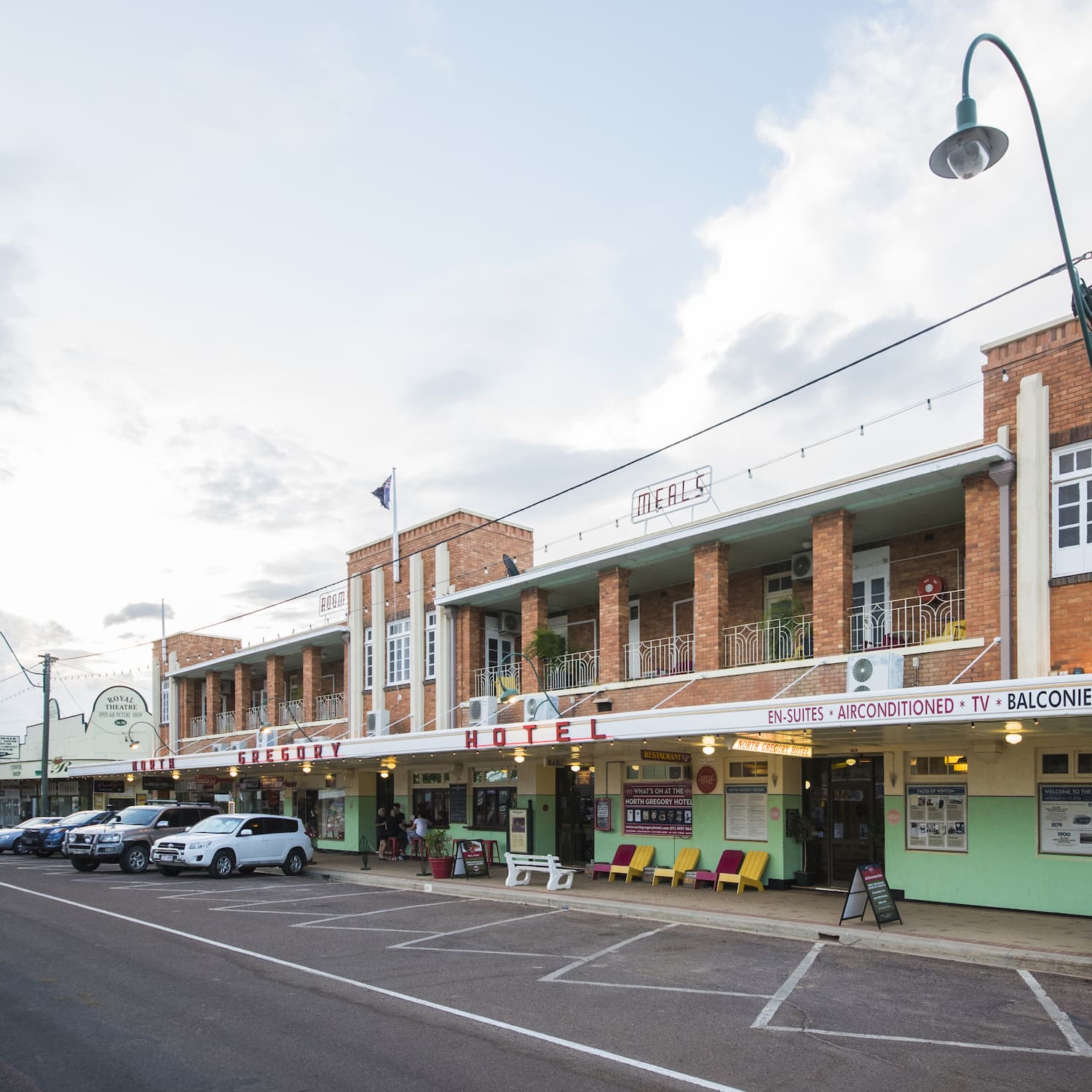Street view of the North Gregory Hotel, Winton