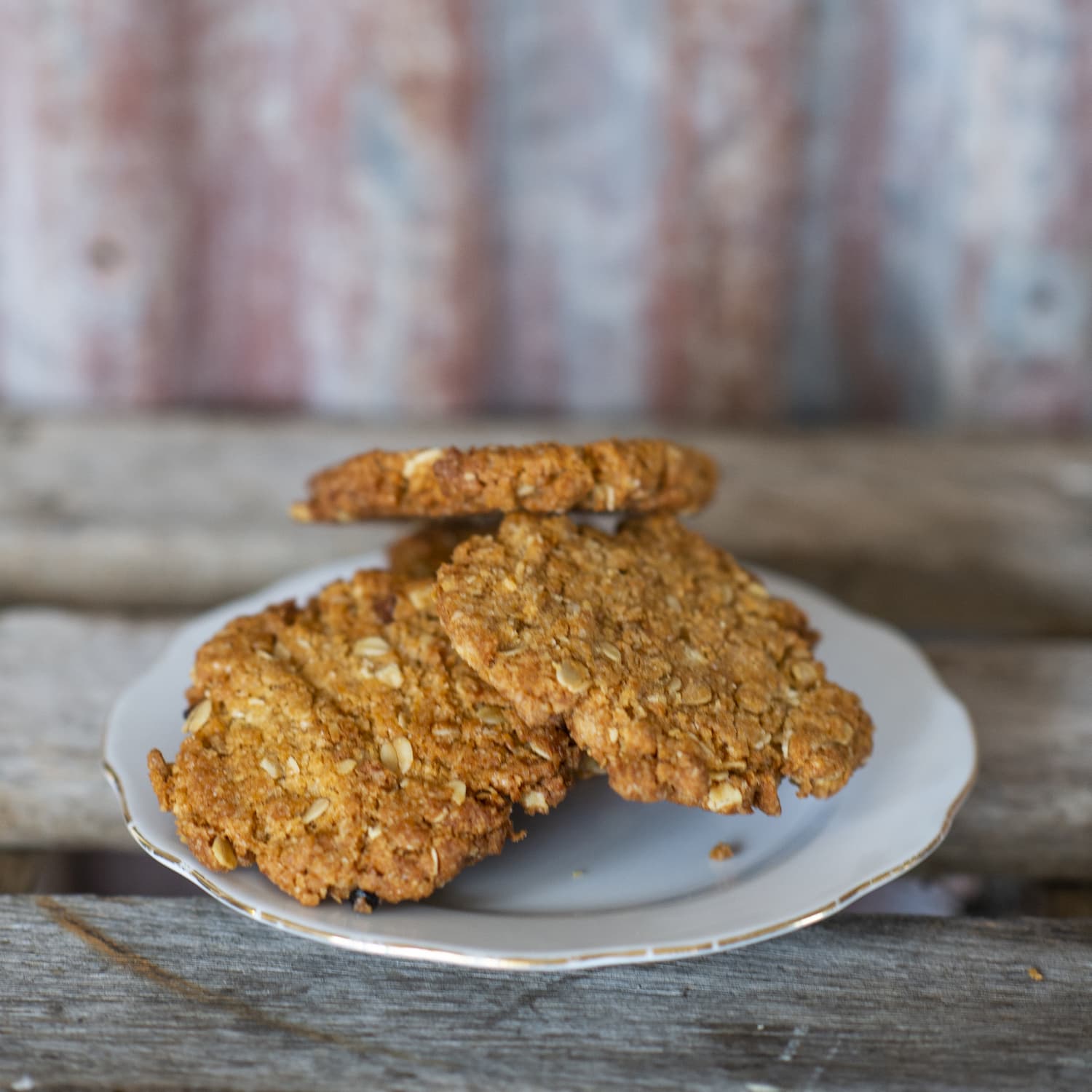 A plate of Anzac biscuits