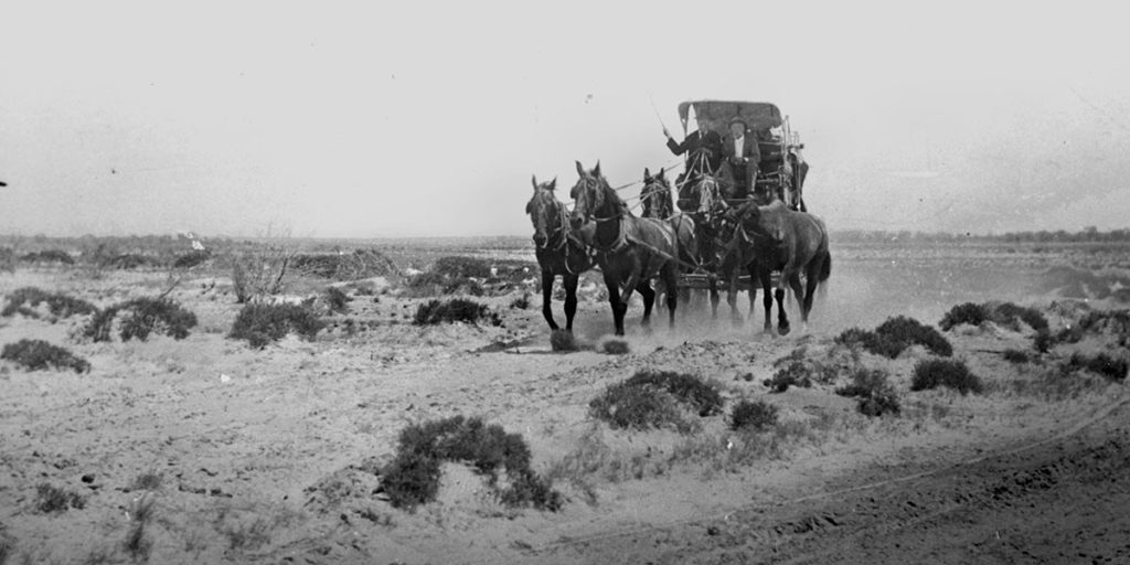 Heritage photo of Cobb and Co stagecoach travelling to Southport