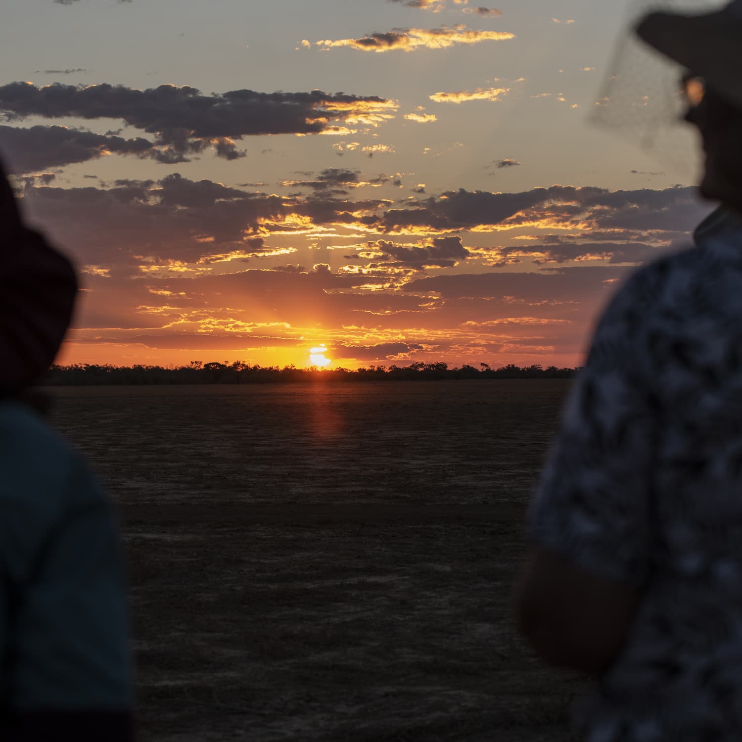 Sun setting across the Longreach Common