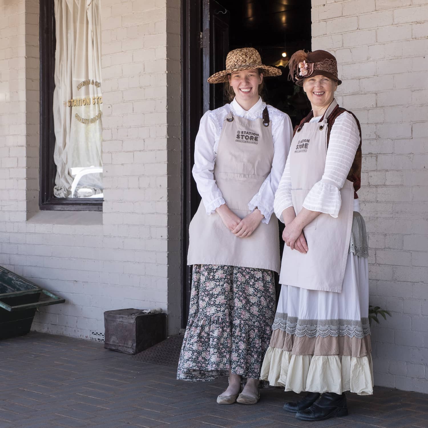 Sarah and Marisse Kinnon standing at the front door of The Station Store, Longreach