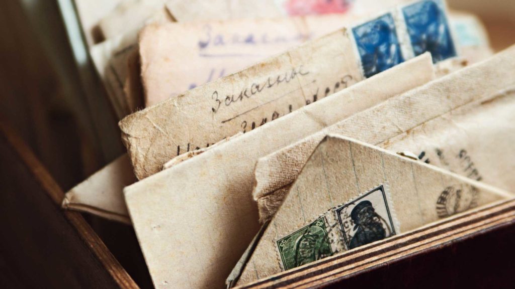 Postal letters of World War Two in the box