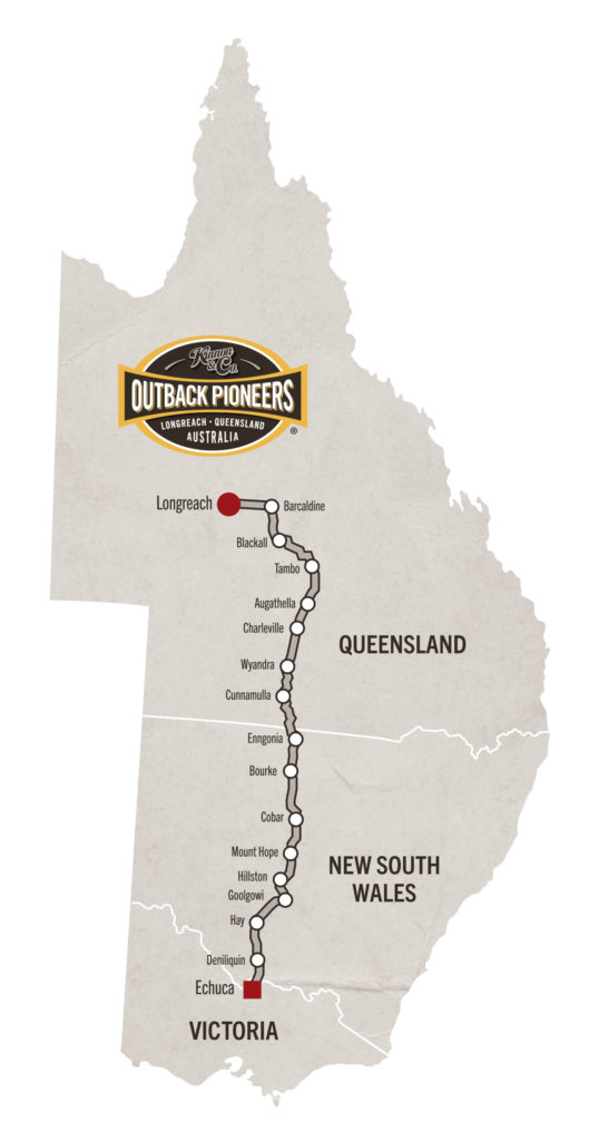 Pride of the Murray transport route from Moama, Victoria to Longreach, Queensland