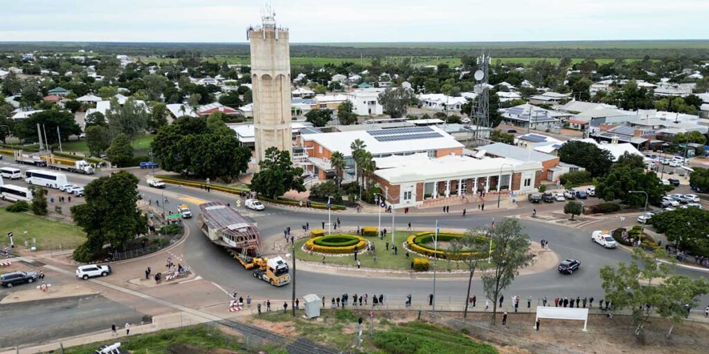 Aerial view of the main roundabout in Longreach