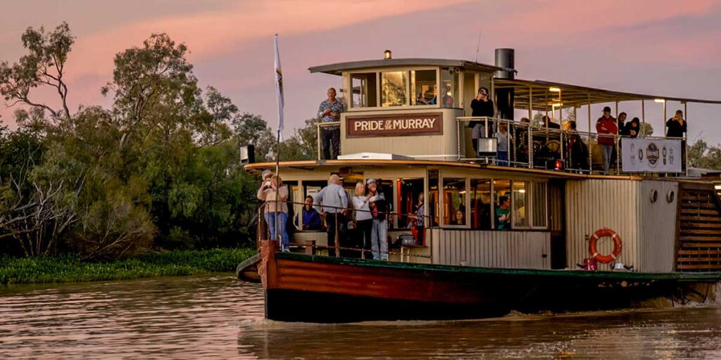 Pride of the Murray cruising at sunset