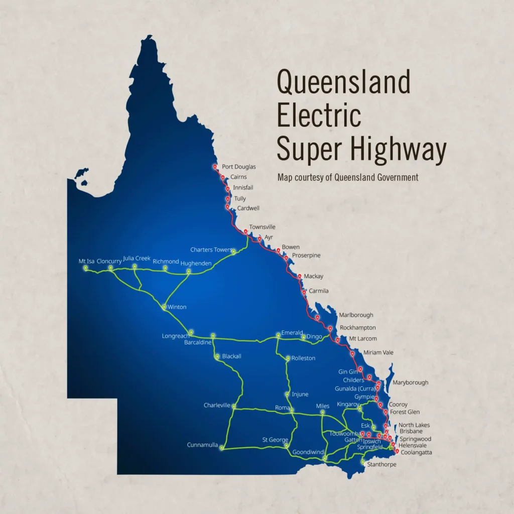 Queensland Electric Super Highway map